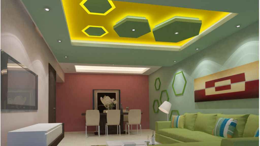Colourful Living Room POP Design Idea