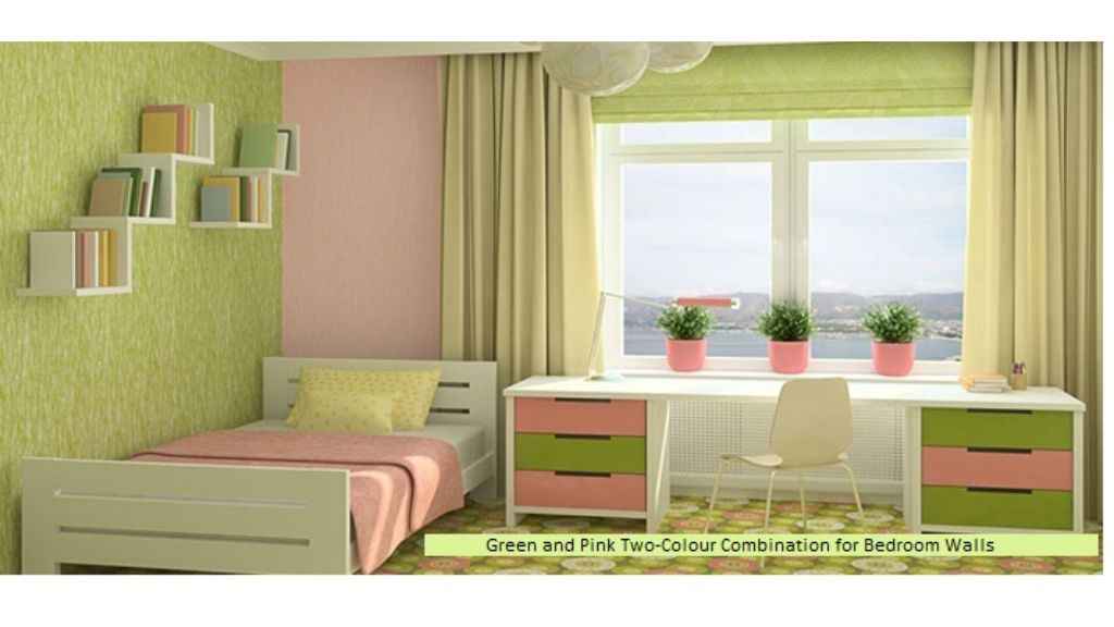  Green and Pink Two-Colour Combination for Bedroom Walls