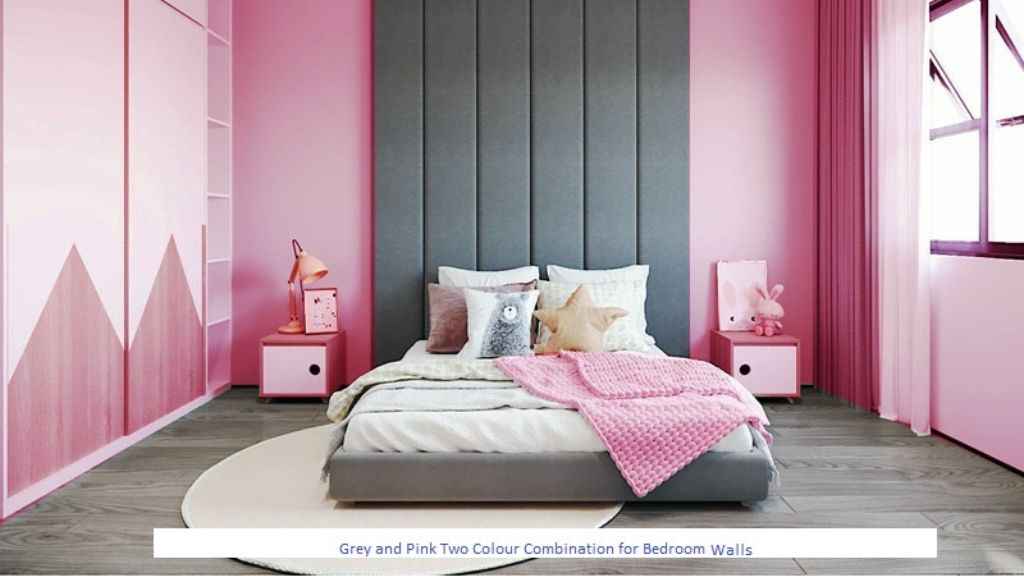 Grey and Pink Two Colour Combination for Bedroom Walls