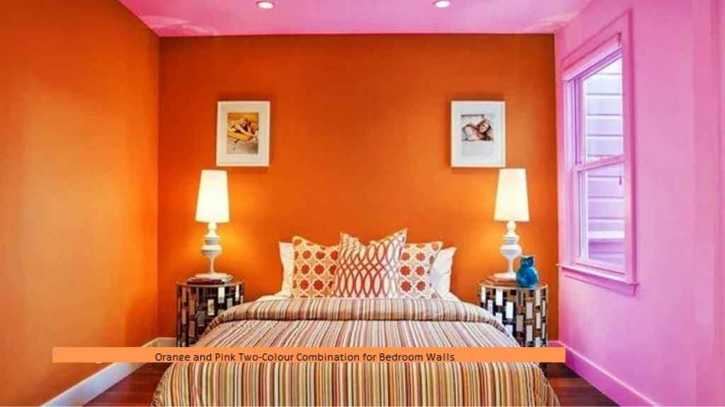 Orange and Pink Two-Colour Combination for Bedroom Walls