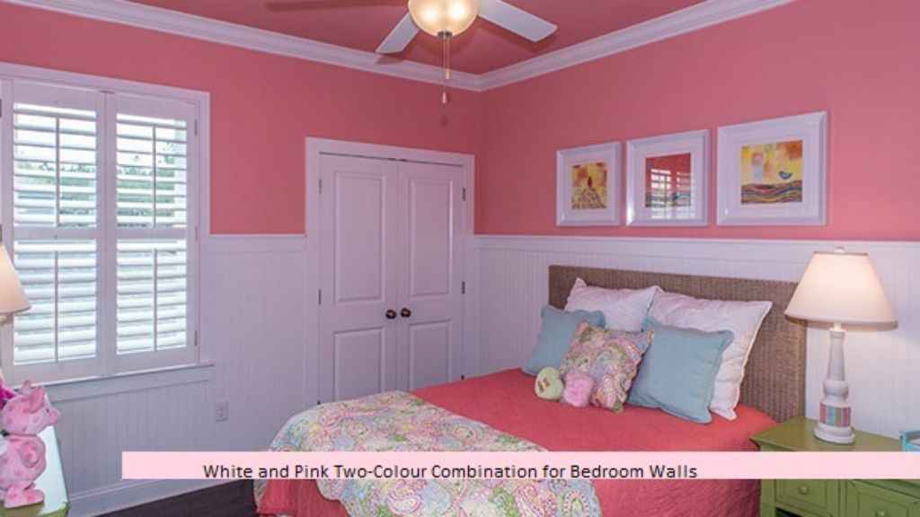 White and Pink Two-Colour Combination for Bedroom Walls