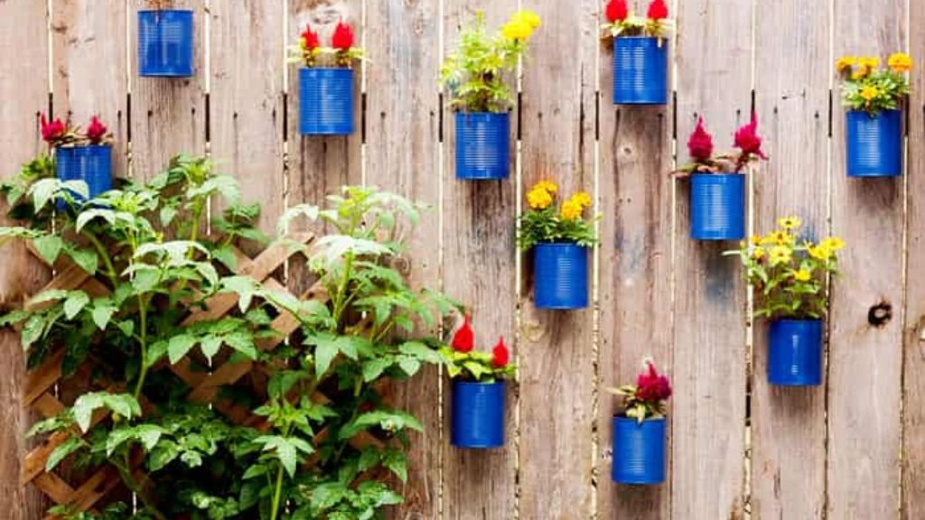 An upcycled balcony garden