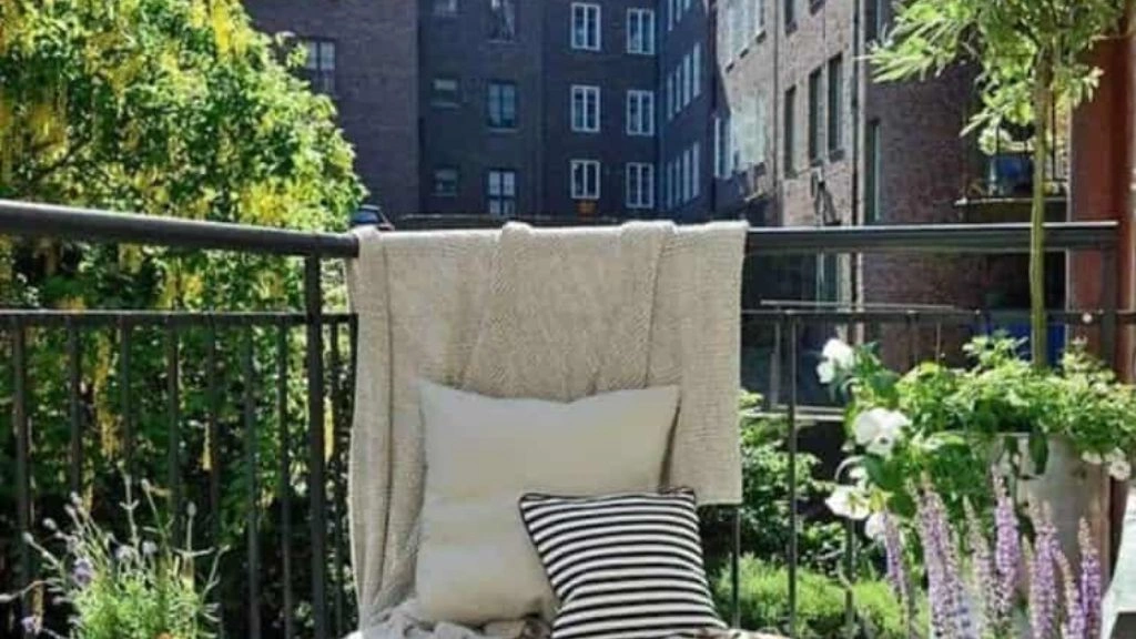 Colorful tiny space big blocks apartment balcony