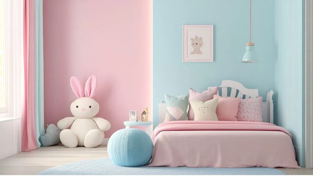 Baby Pink and Light Blue Colour Combination For Bedroom