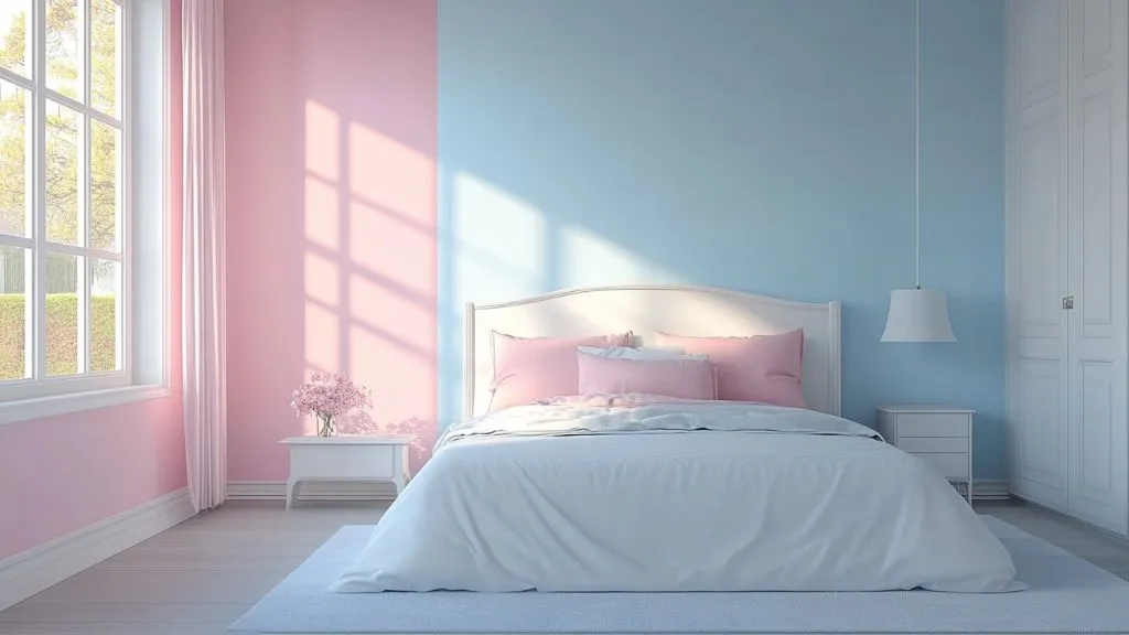 Baby Pink and Light Blue Colour Combination For Bedroom