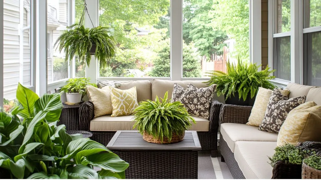 Best Back Porch Ideas for Your Outdoor Space - Incorporate Hanging Plants for Lush Greenery