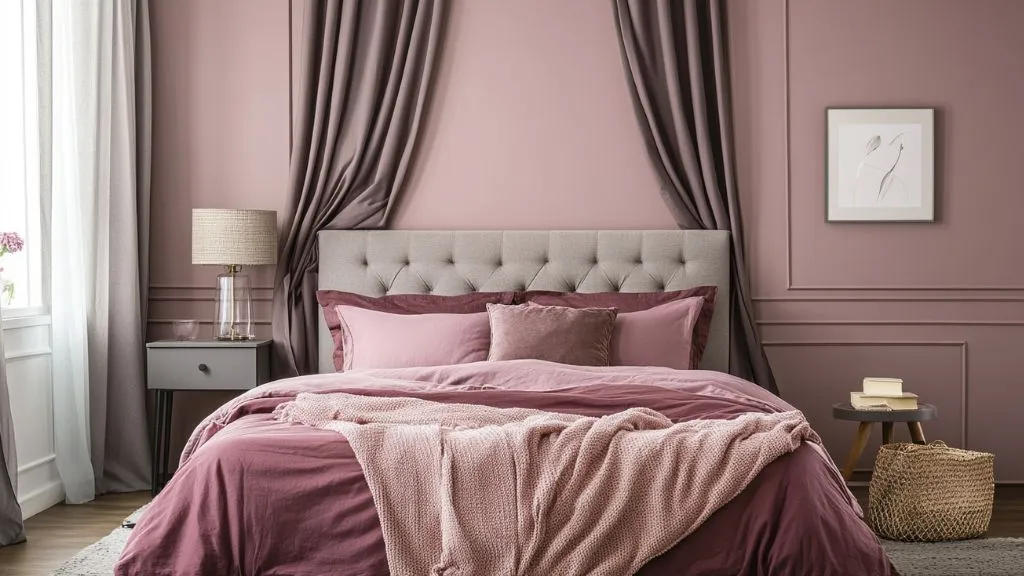 Mauve Pink and Taupe Colour Combination For Bedroom