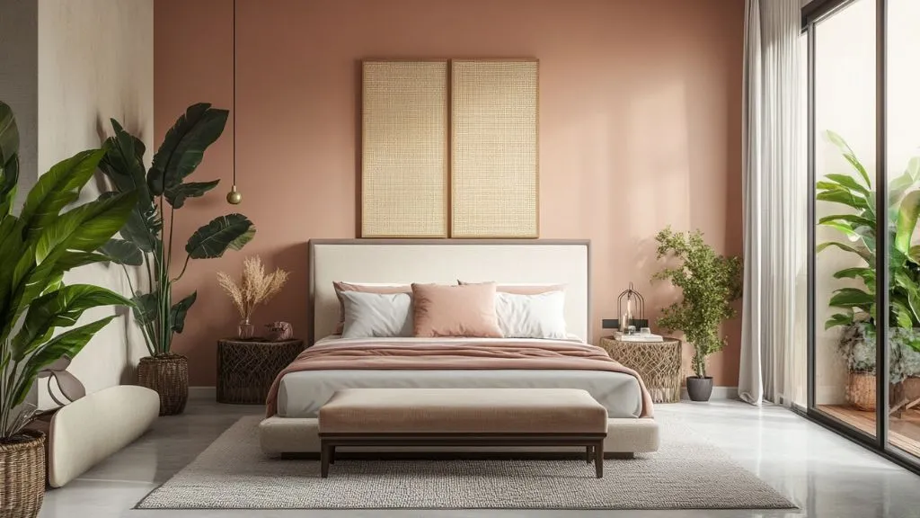 Peachy Pink and Cream Colour Combination For Bedroom