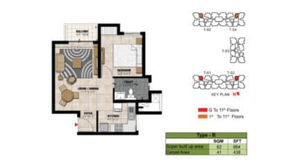 Prestige Willow Tree TYPE B 1 BED UNIT