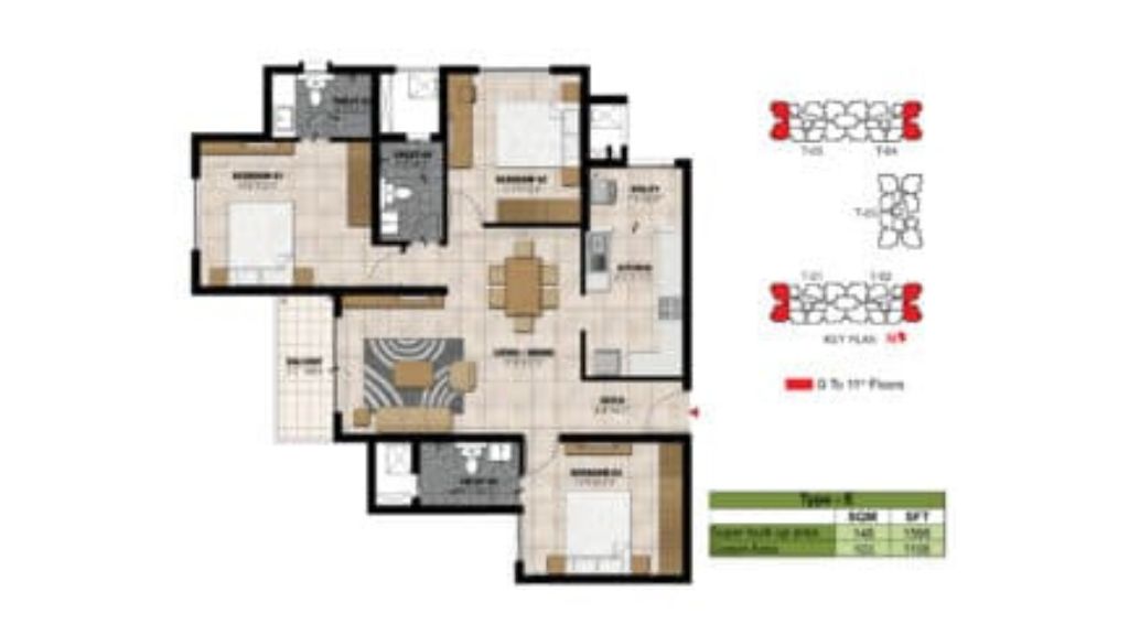 Prestige Willow Tree TYPE E 3 BED UNIT