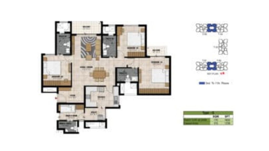 Prestige Willow Tree TYPE F 3 BED + MAID’S UNIT