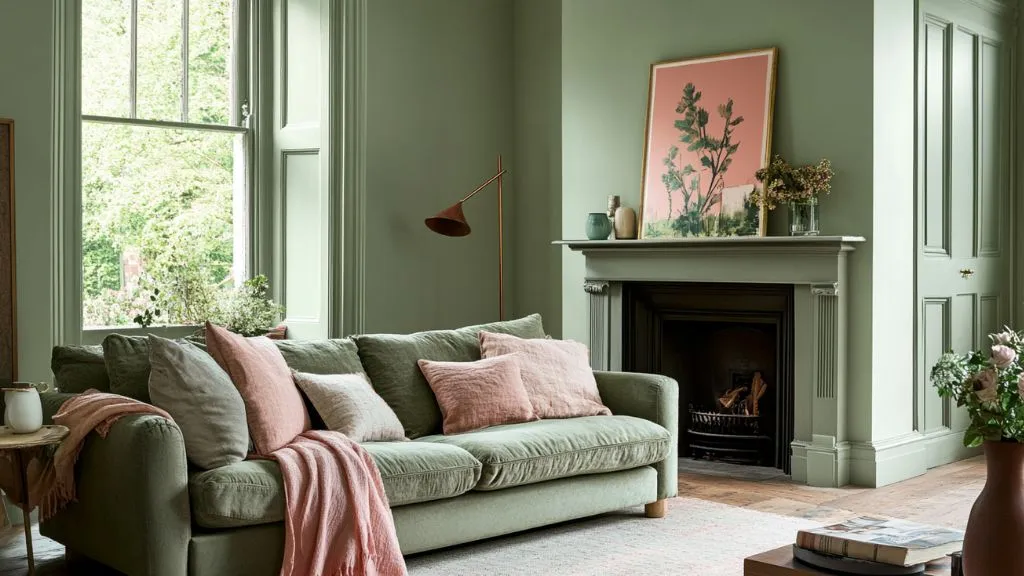 Sage Green and Blush Pink Colour Combination - Wall Colour Combinations for Hall 