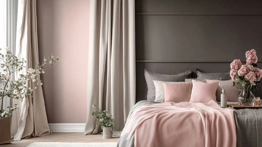 Dusty Pink and Charcoal Colour Combination For Bedroom