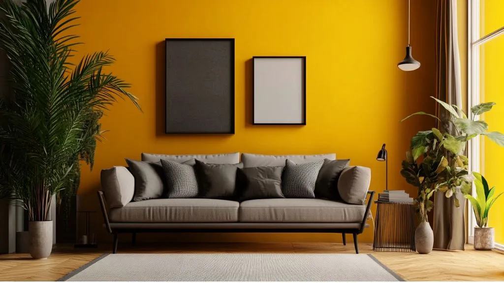 Yellow and Charcoal Colour Combination - Wall Colour Combinations for Hall 