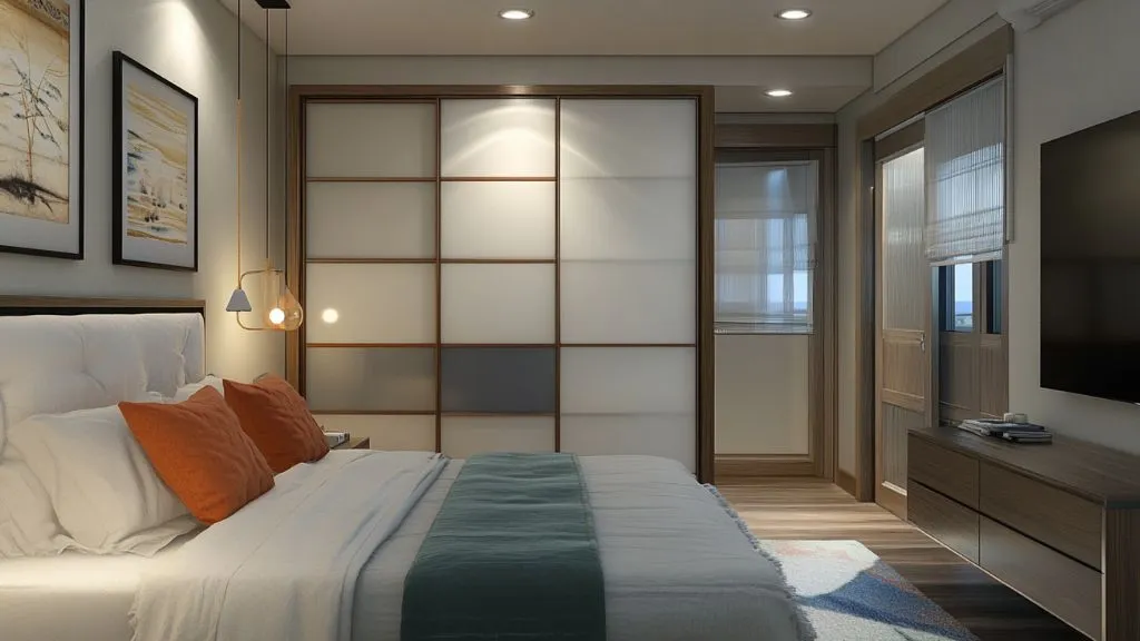 Frosted Glass Modern Bedroom Doors for Small Rooms