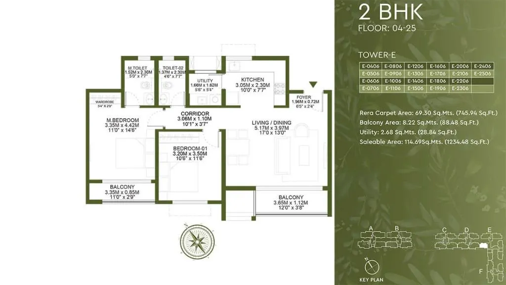 Godrej Lakeside Orchard in Sarjapur Road Floor Plan 2BHK