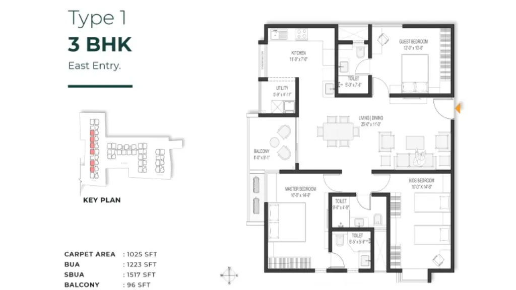 Mahendra Aarya Floor Plans 3 BHK