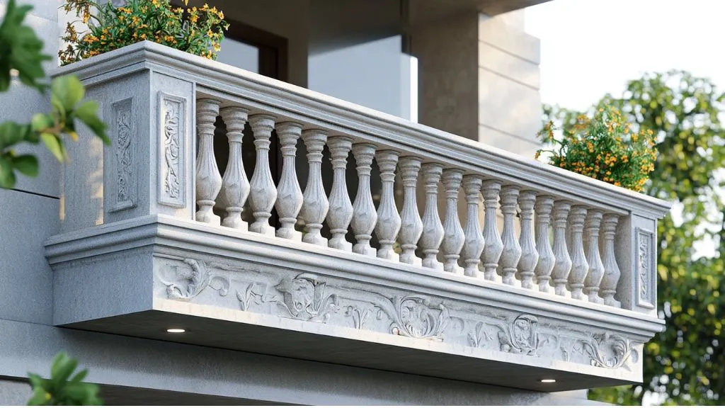 Ornamental Concrete Parapet with Mouldings - Modern Parapet Wall Design Ideas