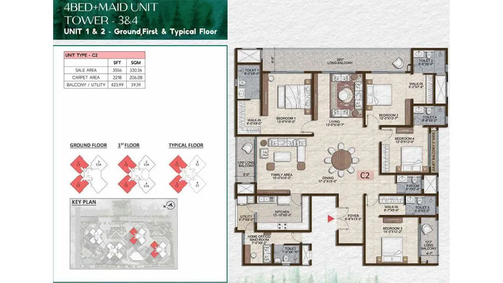 Prestige Pine Forest Floor Plan 4BHK