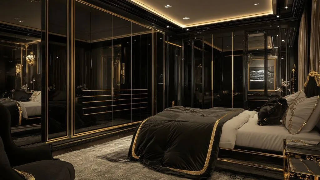 Bedroom Wardrobe Colour Combinations - Black and Gold Colour