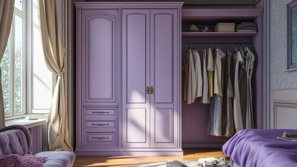 Bedroom Wardrobe Colour Combinations -Lavender and Light Grey