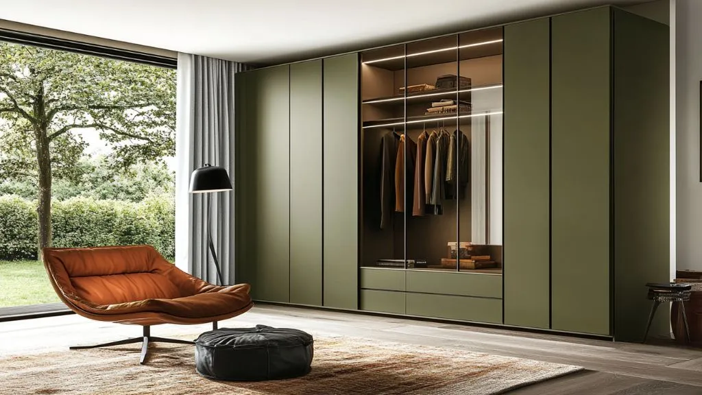 Bedroom Wardrobe Colour Combinations -Olive Green and Off-White