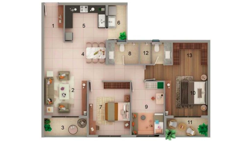 Adarsh Lumina Apartments in Sarjapur Road, Bangalore 2 BHK Floor Plan