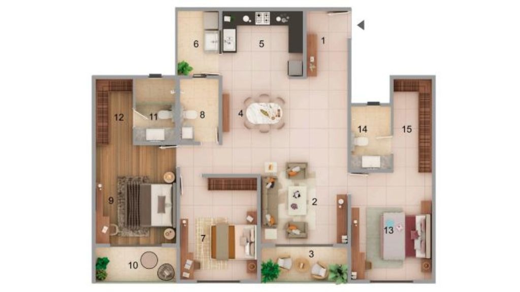 Adarsh Lumina Apartments in Sarjapur Road, Bangalore 3 BHK Floor Plan