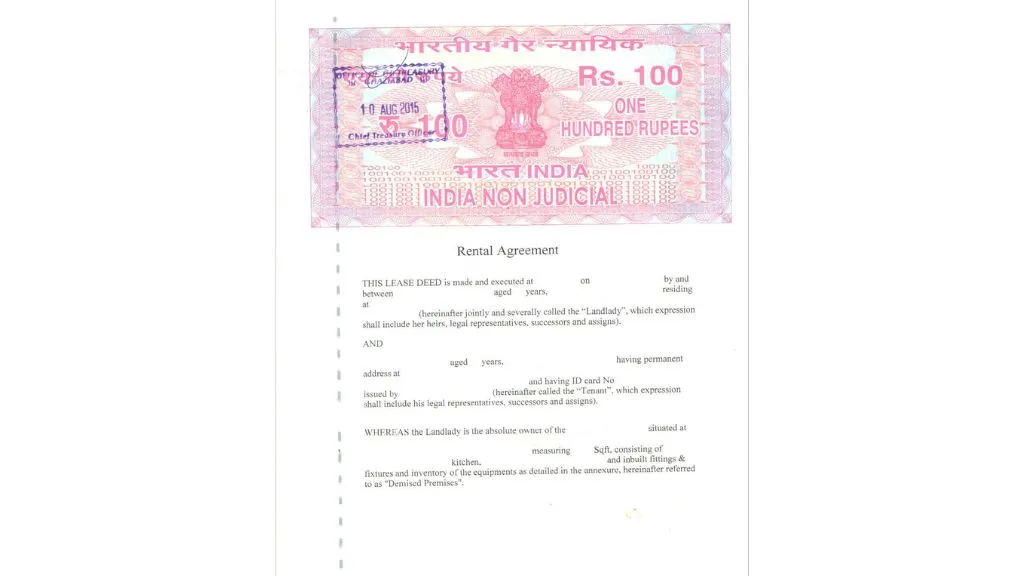 Free Rental Agreement Format Template in India