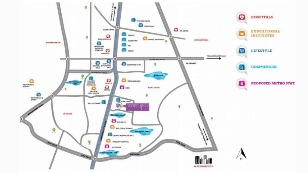 Mahindra Windchimes in Bangalore Location Map 