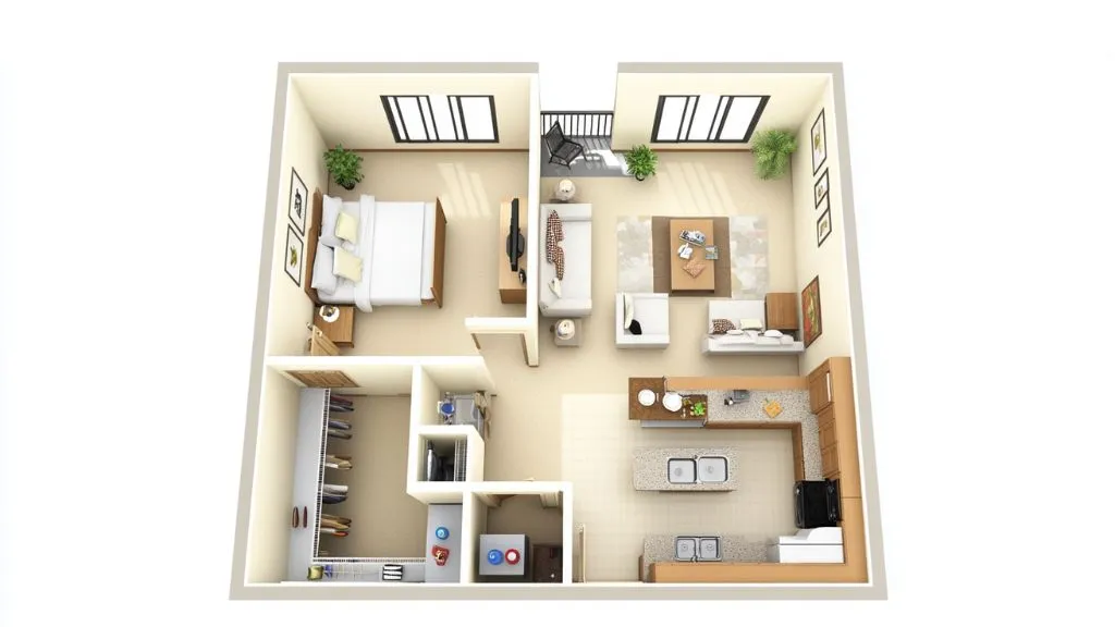 1 BHK Floor Plan Layout