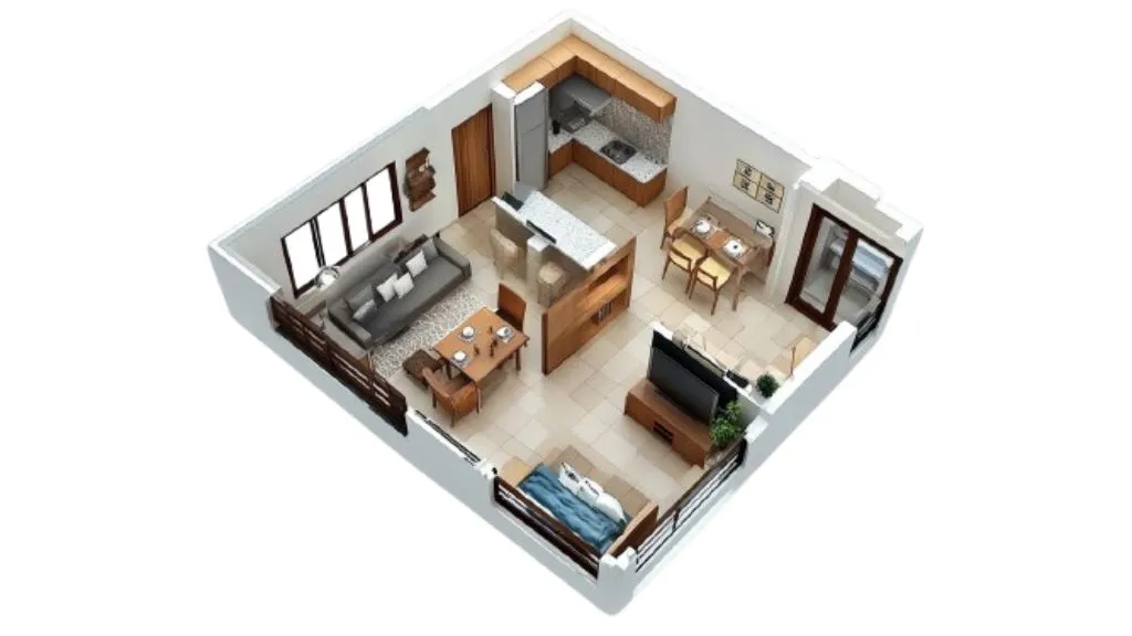 1 RK Apartment Floor Plan