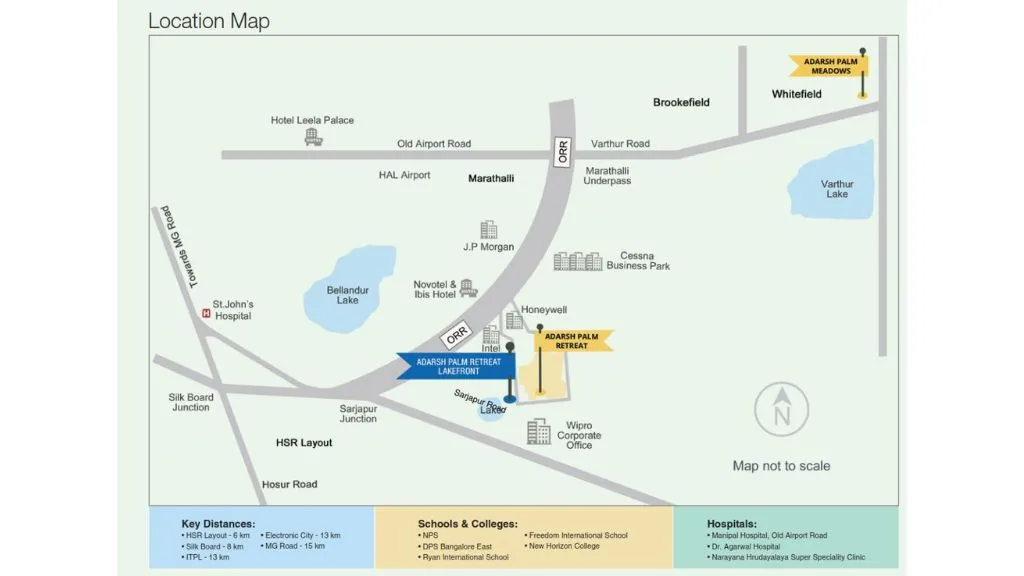 Adarsh Palm Retreat Lake Front Map Location