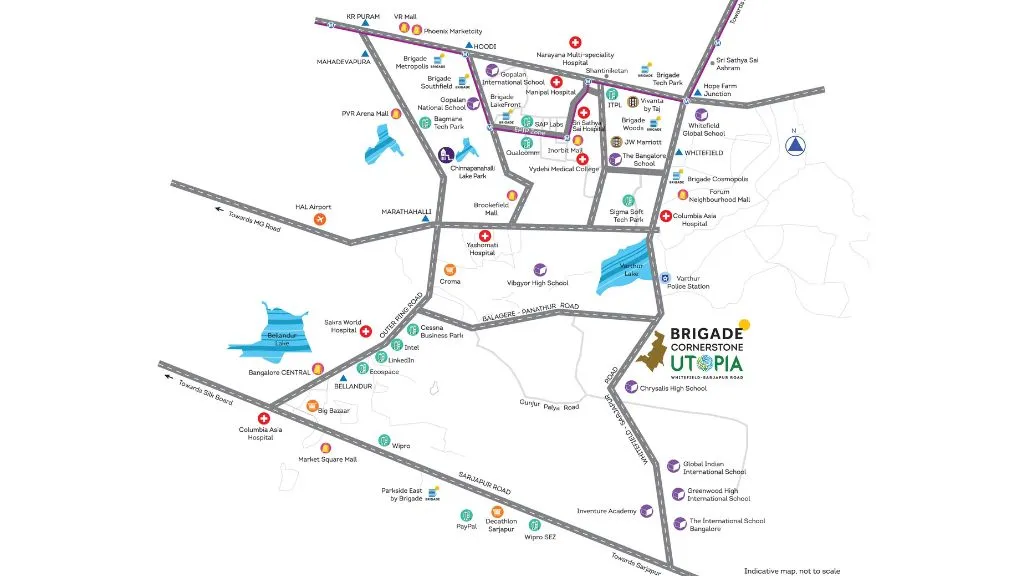 Brigade Utopia Cornerstone Apartments Location Map