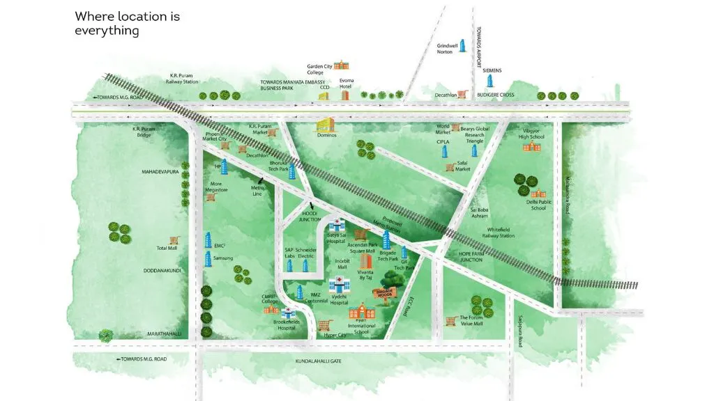 Brigade Woods ITPL Whitefield Map Location